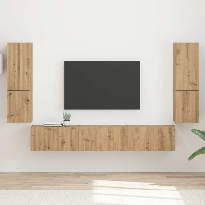 Set comodă TV Pe perete 4 pcs Stejar Artizanal Lemn compozit WALTI