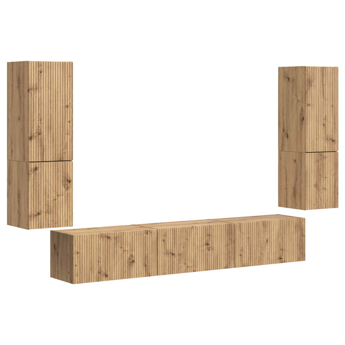 Set comodă TV Pe perete 4 pcs Stejar Artizanal Lemn compozit WALTI