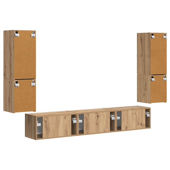 Set comodă TV Pe perete 4 pcs Stejar Artizanal Lemn compozit WALTI