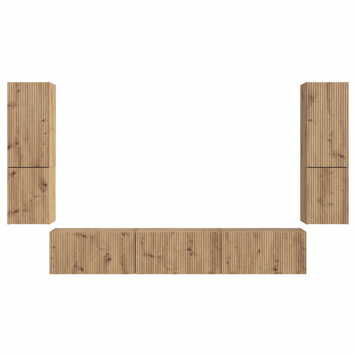 Set comodă TV Pe perete 4 pcs Stejar Artizanal Lemn compozit WALTI