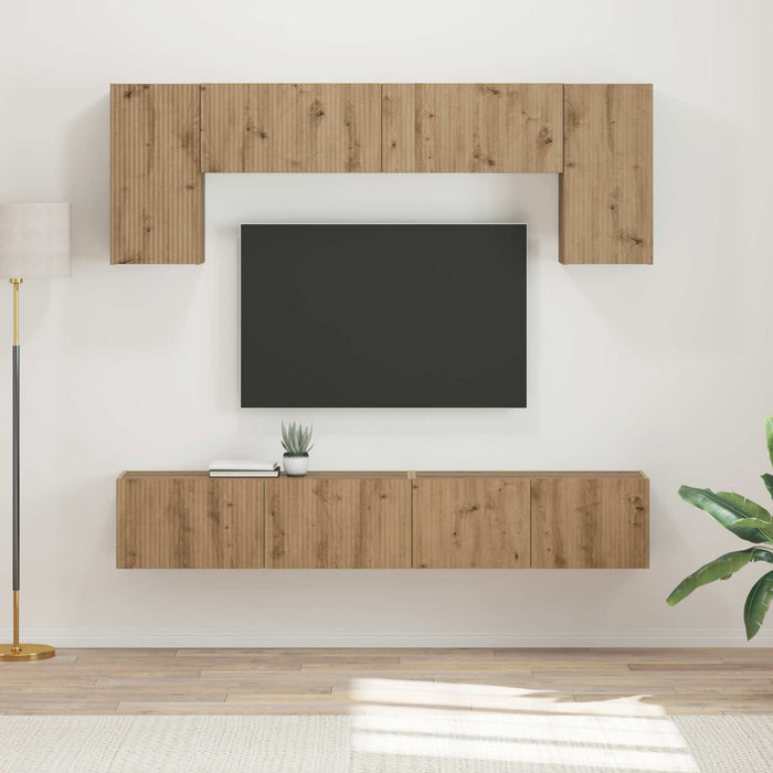 Set comodă TV Pe perete 5 pcs Alb Lemn compozit - WALTI WALTI