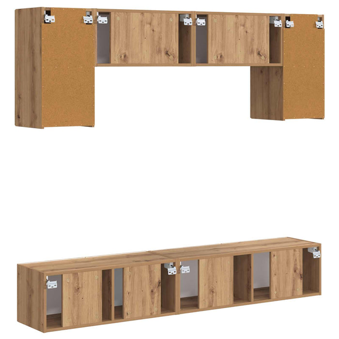 Set comodă TV Pe perete 5 pcs Alb lucios Lemn compozit - WALTI WALTI