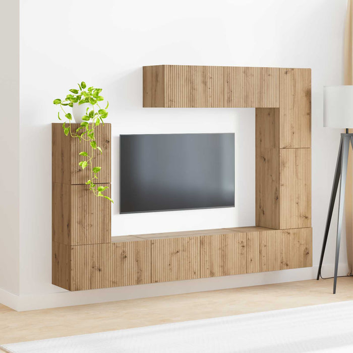 Set comodă TV 5 pcs Stejar Artizanal Lemn compozit WALTI