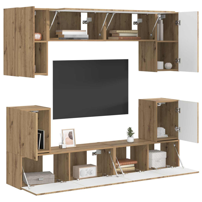 Set comodă TV 5 pcs Stejar Artizanal Lemn compozit WALTI