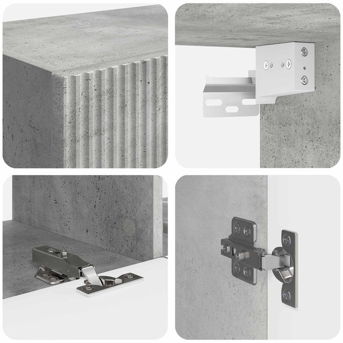 Set comodă TV Pe perete 6 pcs Gri din beton Lemn compozit - WALTI WALTI