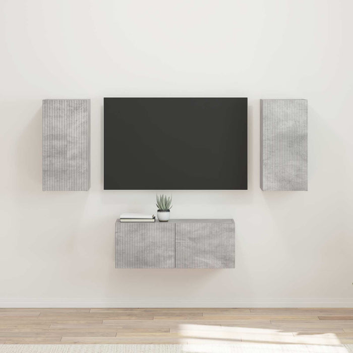 Set comodă TV Pe perete 6 pcs Gri din beton Lemn compozit - WALTI WALTI