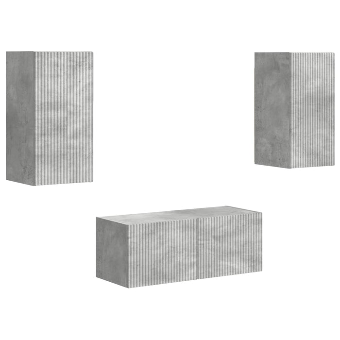 Set comodă TV Pe perete 6 pcs Gri din beton Lemn compozit - WALTI WALTI