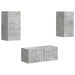 Set comodă TV Pe perete 6 pcs Gri din beton Lemn compozit - WALTI WALTI
