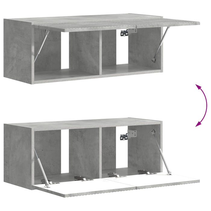 Set comodă TV Pe perete 6 pcs Gri din beton Lemn compozit - WALTI WALTI