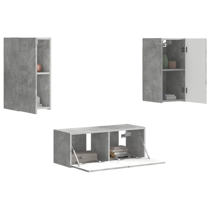 Set comodă TV Pe perete 6 pcs Gri din beton Lemn compozit - WALTI WALTI