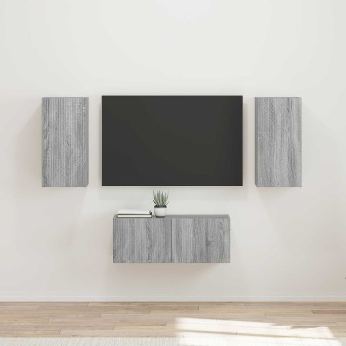 Set comodă TV Pe perete 6 pcs Gri Sonoma Lemn compozit - WALTI WALTI