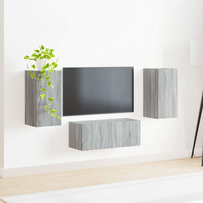 Set comodă TV Pe perete 6 pcs Gri Sonoma Lemn compozit - WALTI WALTI
