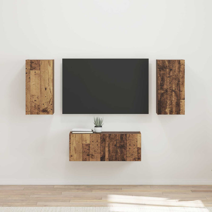 Set comodă TV Pe perete 6 pcs Lemn vechi Lemn compozit - WALTI WALTI