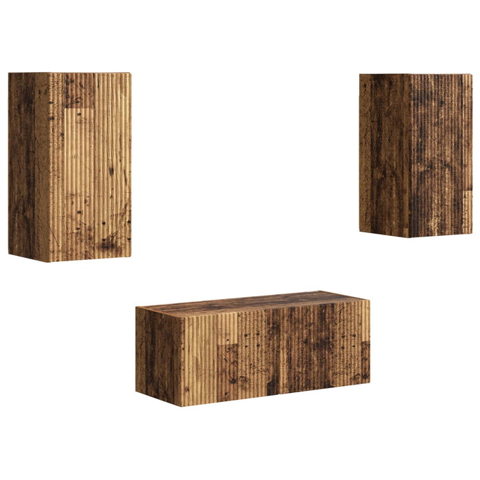 Set comodă TV Pe perete 6 pcs Lemn vechi Lemn compozit - WALTI WALTI