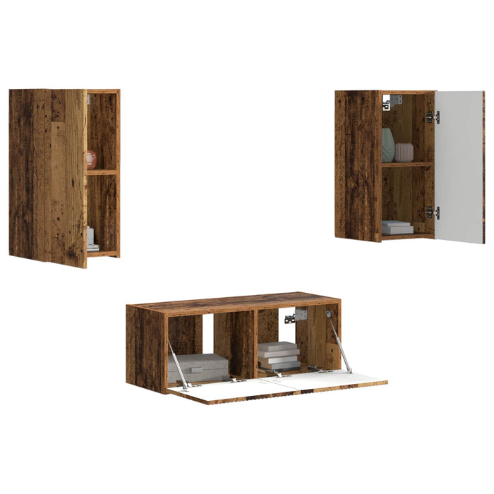 Set comodă TV Pe perete 6 pcs Lemn vechi Lemn compozit - WALTI WALTI