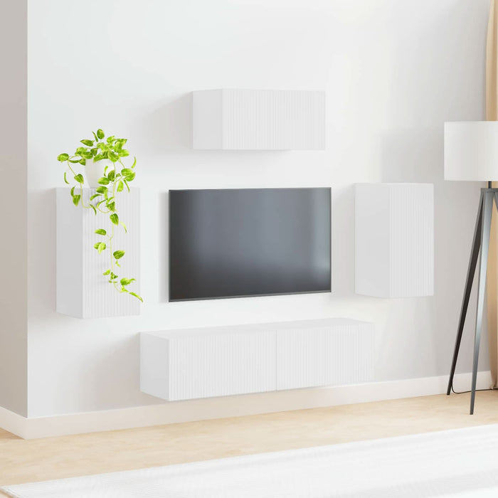 Set comodă TV Pe perete 3 pcs Alb Lemn compozit - WALTI WALTI
