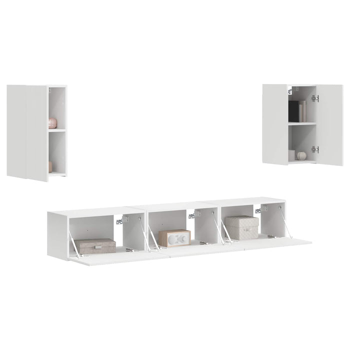 Set comodă TV Pe perete 3 pcs Alb Lemn compozit - WALTI WALTI