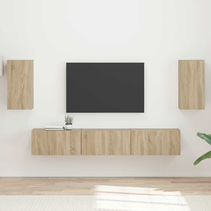 Set comodă TV Pe perete 3 pcs Stejar Sonoma Lemn compozit - WALTI WALTI