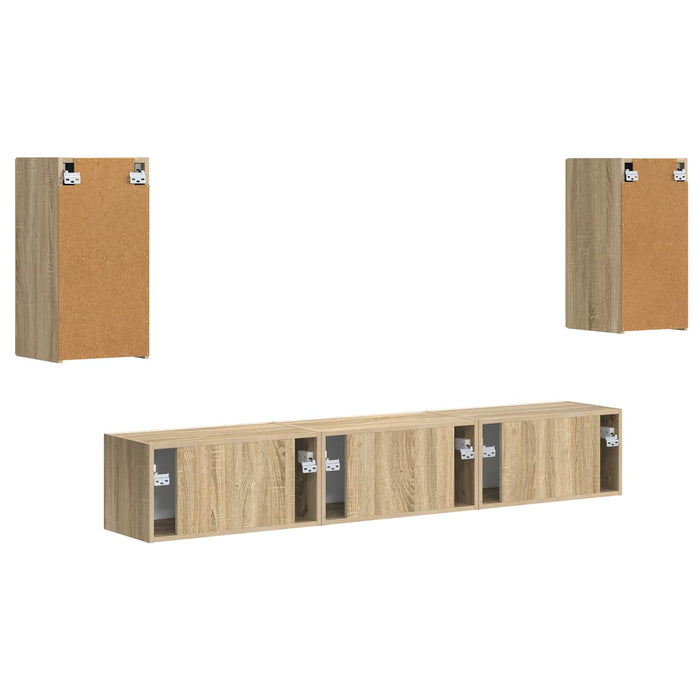 Set comodă TV Pe perete 3 pcs Stejar Sonoma Lemn compozit - WALTI WALTI