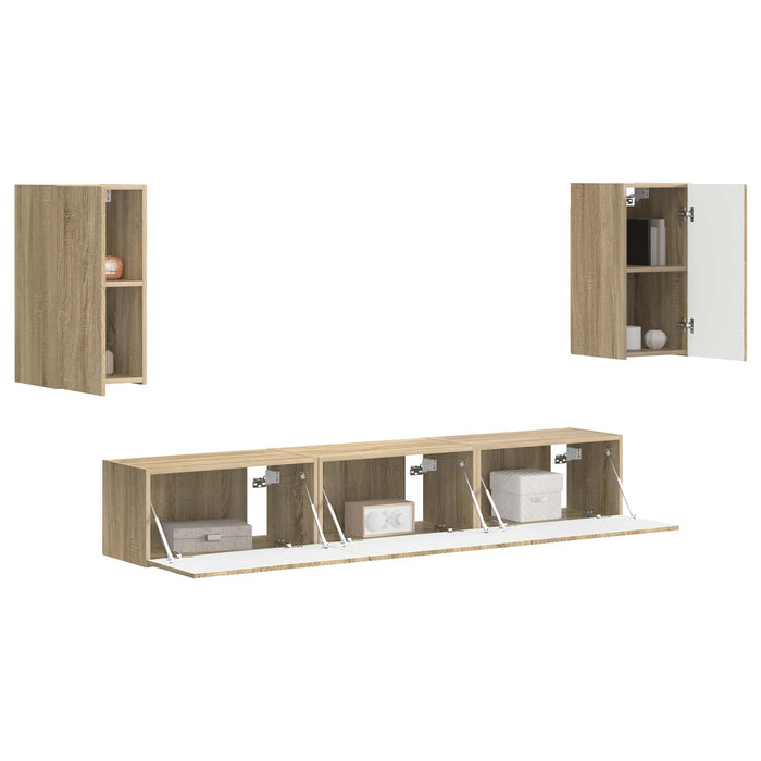Set comodă TV Pe perete 3 pcs Stejar Sonoma Lemn compozit - WALTI WALTI