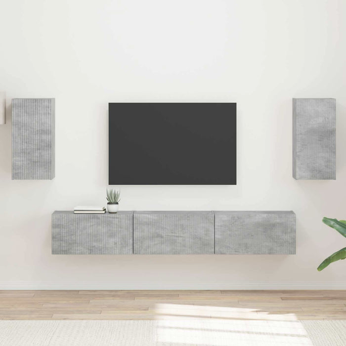 Set comodă TV Pe perete 3 pcs Gri din beton Lemn compozit - WALTI WALTI