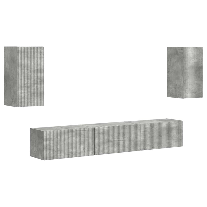 Set comodă TV Pe perete 3 pcs Gri din beton Lemn compozit - WALTI WALTI