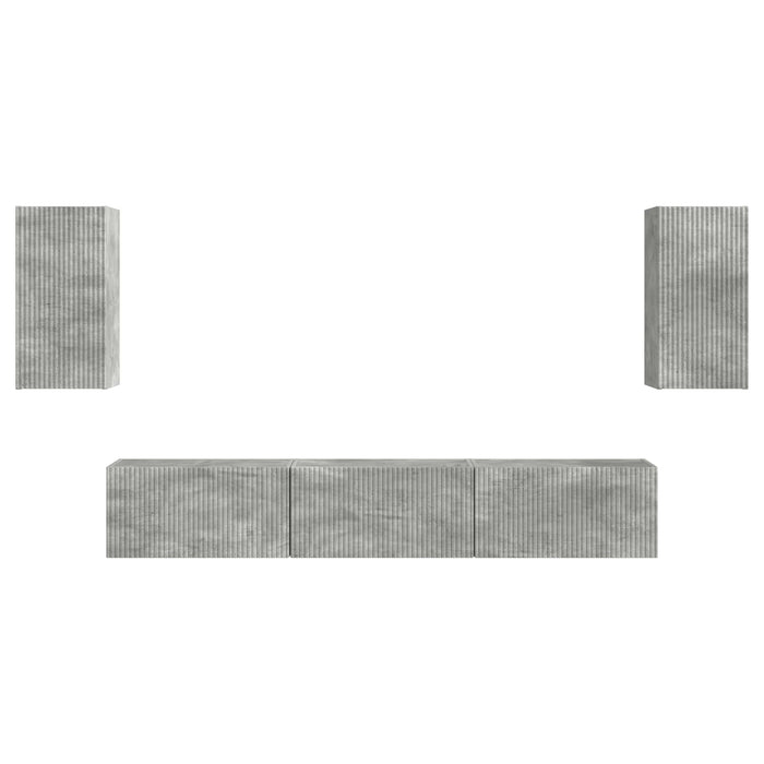 Set comodă TV Pe perete 3 pcs Gri din beton Lemn compozit - WALTI WALTI