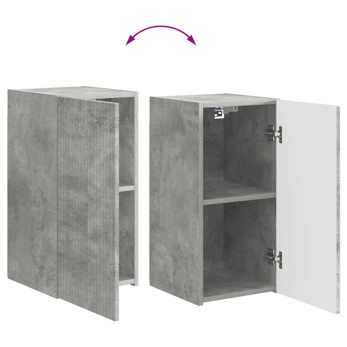 Set comodă TV Pe perete 3 pcs Gri din beton Lemn compozit - WALTI WALTI