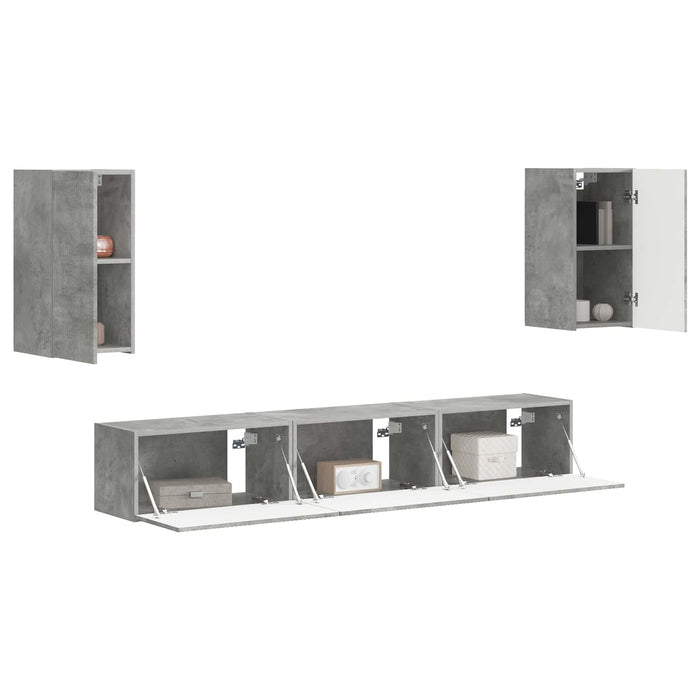 Set comodă TV Pe perete 3 pcs Gri din beton Lemn compozit - WALTI WALTI