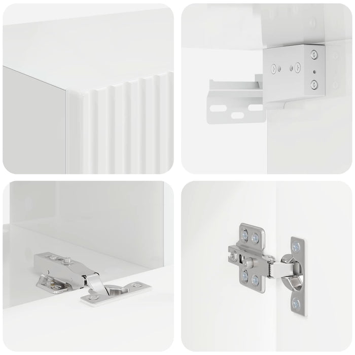 Set comodă TV Pe perete 3 pcs Alb lucios Lemn compozit - WALTI WALTI