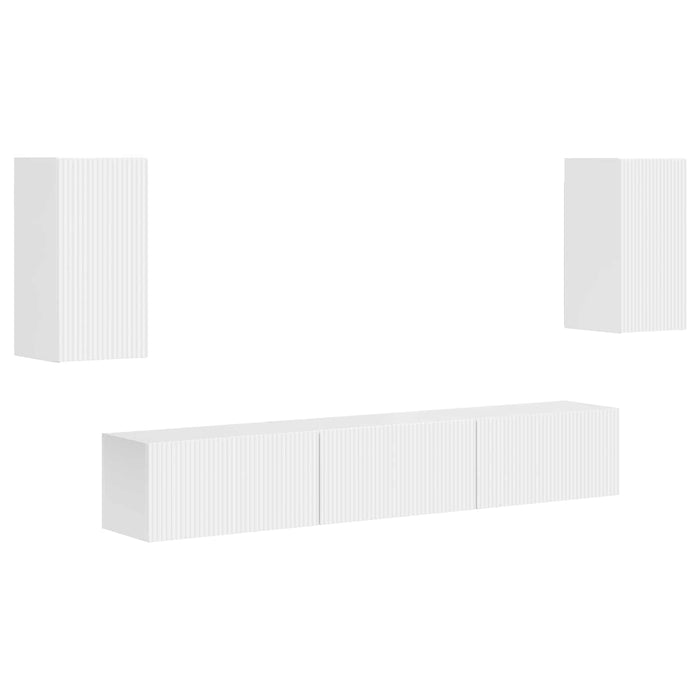 Set comodă TV Pe perete 3 pcs Alb lucios Lemn compozit - WALTI WALTI