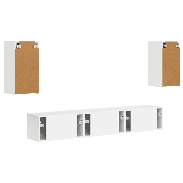 Set comodă TV Pe perete 3 pcs Alb lucios Lemn compozit - WALTI WALTI