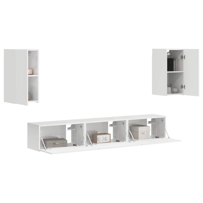 Set comodă TV Pe perete 3 pcs Alb lucios Lemn compozit - WALTI WALTI