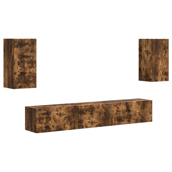 Set comodă TV Pe perete 3 pcs Stejar fumuriu Lemn compozit - WALTI WALTI