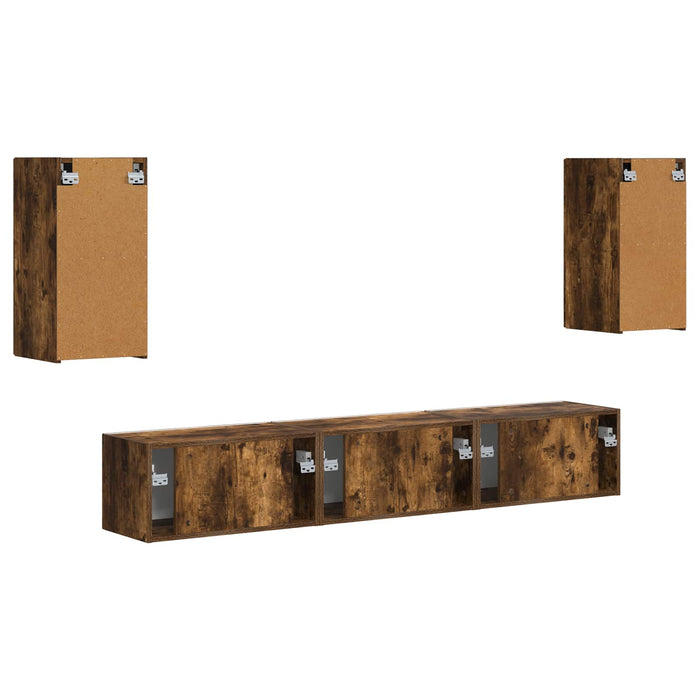 Set comodă TV Pe perete 3 pcs Stejar fumuriu Lemn compozit - WALTI WALTI