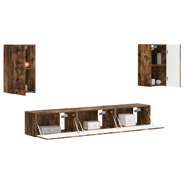 Set comodă TV Pe perete 3 pcs Stejar fumuriu Lemn compozit - WALTI WALTI