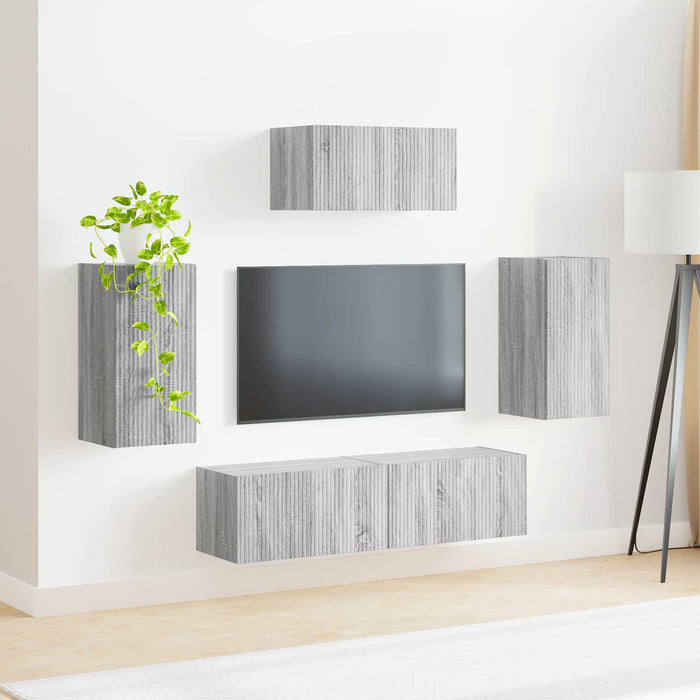 Set comodă TV Pe perete 3 pcs Gri Sonoma Lemn compozit - WALTI WALTI