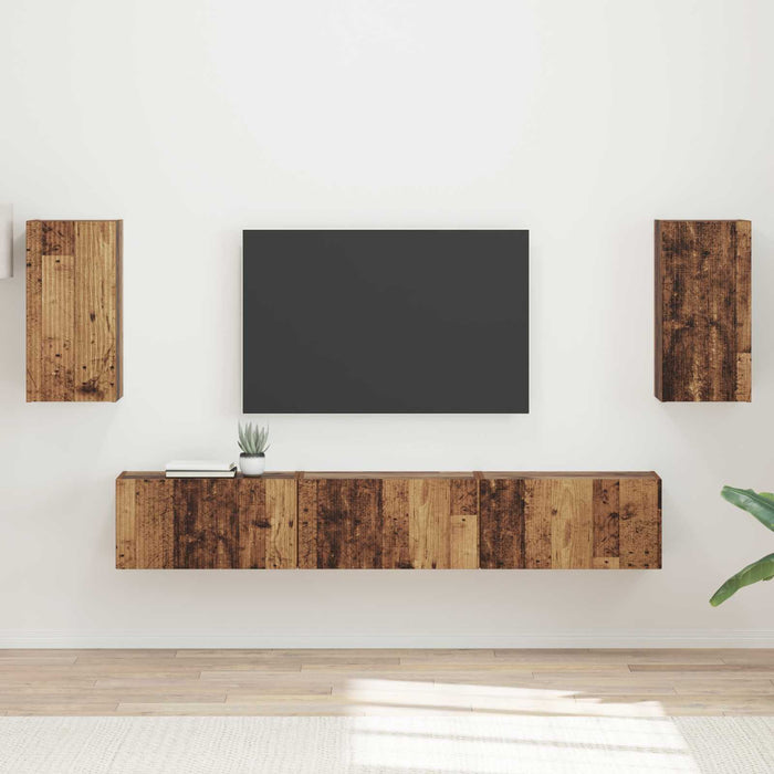 Set comodă TV Pe perete 3 pcs Lemn vechi Lemn compozit - WALTI WALTI