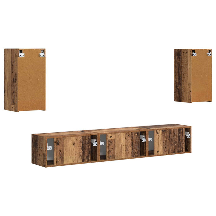Set comodă TV Pe perete 3 pcs Lemn vechi Lemn compozit - WALTI WALTI