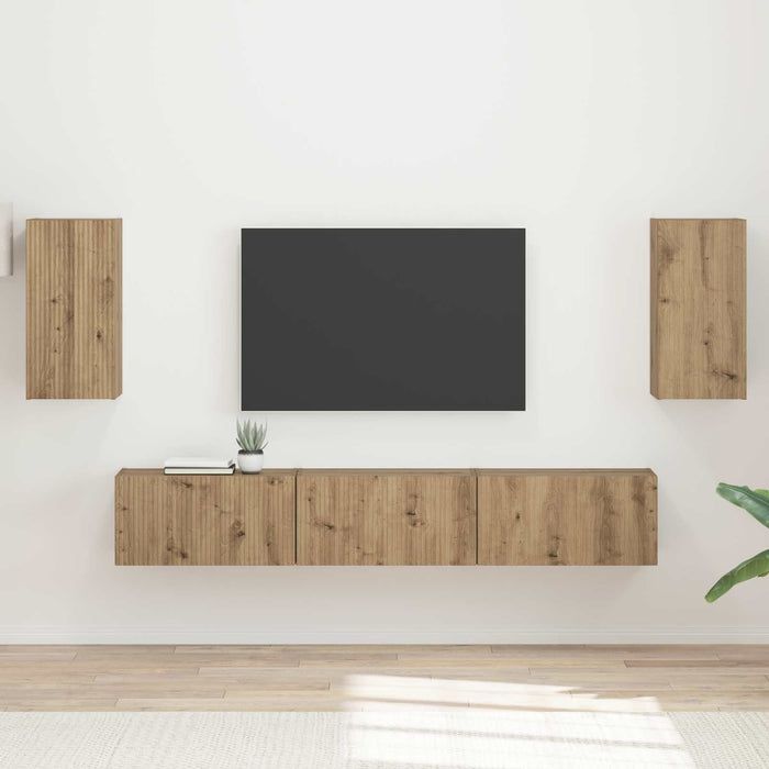 Set comodă TV Pe perete 5 pcs Stejar Artizanal Lemn compozit WALTI