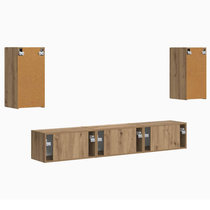 Set comodă TV Pe perete 5 pcs Stejar Artizanal Lemn compozit WALTI
