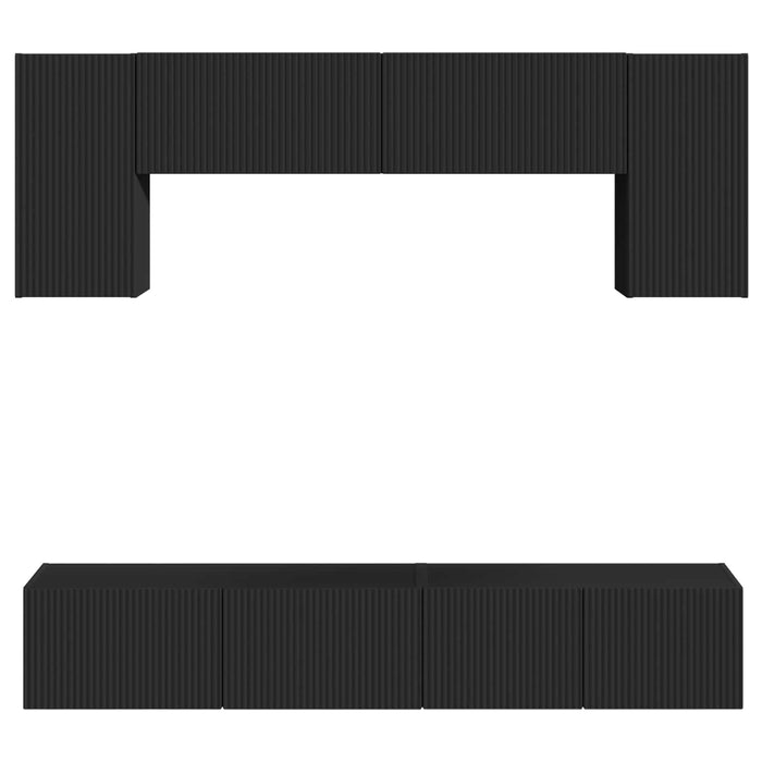 Set comodă TV 4 buc. Negru Lemn prelucrat WALTI