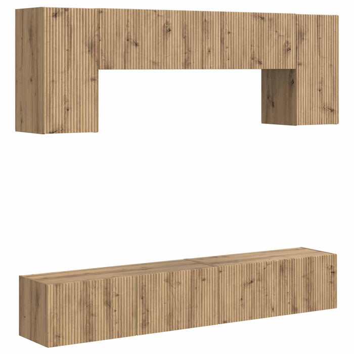 Set comodă TV Pe perete 4 pcs Alb lucios Lemn compozit - WALTI WALTI