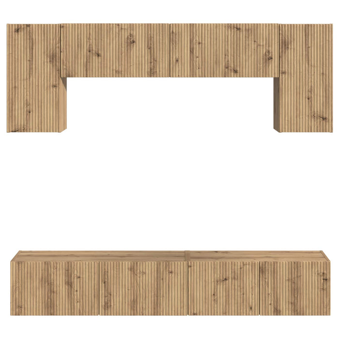 Set comodă TV Pe perete 4 pcs Alb lucios Lemn compozit - WALTI WALTI
