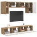 Set comodă TV Pe perete 4 pcs Stejar fumuriu Lemn compozit - WALTI WALTI