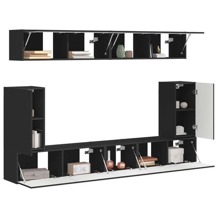 Set comodă TV 5 buc. Negru Lemn prelucrat WALTI