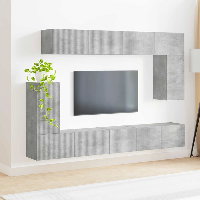 Set comodă TV Pe perete 5 pcs Gri din beton Lemn compozit - WALTI WALTI