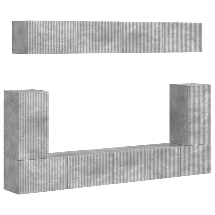 Set comodă TV Pe perete 5 pcs Gri din beton Lemn compozit - WALTI WALTI
