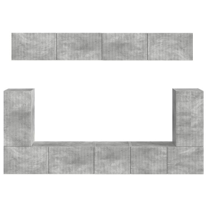 Set comodă TV Pe perete 5 pcs Gri din beton Lemn compozit - WALTI WALTI
