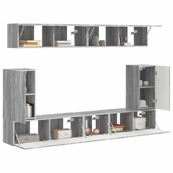 Set comodă TV Pe perete 5 pcs Gri Sonoma Lemn compozit - WALTI WALTI